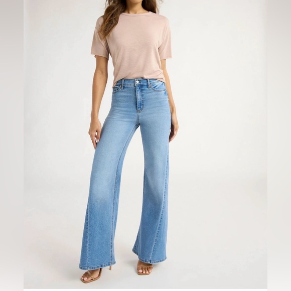 sofia by sofia vergara Denim - Sofia Jeans Women's Margot Wide Tri Inset High Rise Jeans